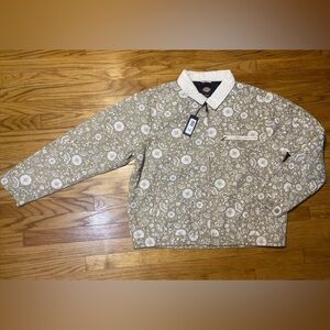Dickies Ellis Canvas Work Jacket Tan Floral Men’s Sz Small Corduroy Collar..New